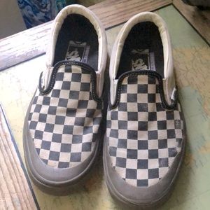 VANS BMX Black Off White Checkerboard Dark GUM Slip On Shoes MEN 7 POPCUSH